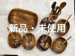 木製サラダボウルセット スパイスバスケット・カトラリー付きのサムネイル