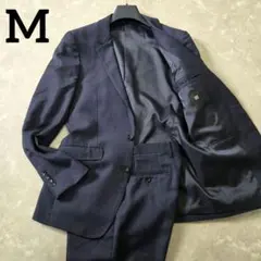 【未使用級】スーツセレクト　イタリア生地　ネイビー　M　Y5 細め　ウール