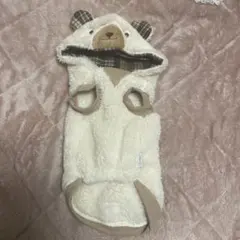 クマ耳付きフリース犬服 小型犬用