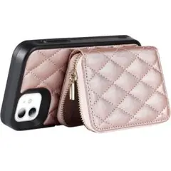 iPhone11ケース 手帳型 ミニ財布付き 小銭入れ ショルダー　ピンク