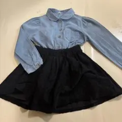 120 ワンピース　デニムシャツトレースのセットアップ風