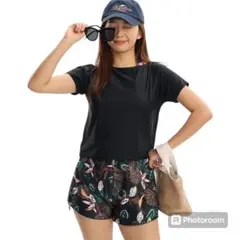 レディース水着 4点セットタンクトップ ショートパンツTシャ体型カバ-