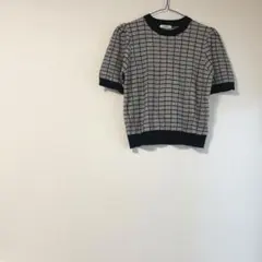 INGNI イング 半袖ニット 白黒 モノトーン ツイード風 格子柄 ラメ