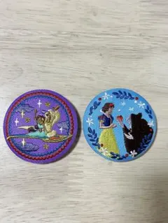 ディズニー 刺繍缶バッジ 【アラジン】【白雪姫】
