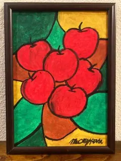 【リンゴの木】原画　絵画　クレヨン画　パステル画　オイルパステル　Apple