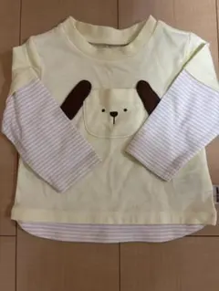 犬の顔刺繍付き　長袖Tシャツ　80 コムサイズム