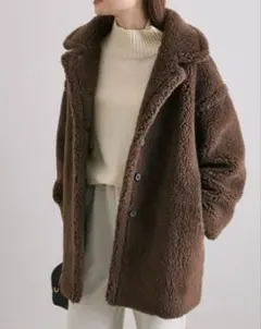 PUAL CE CIN ステンカラーボアミドルコート