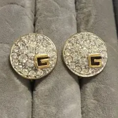 GIVENCHY ジバンシィ Gロゴ ラインストーン イヤリング　ヴィンテージ