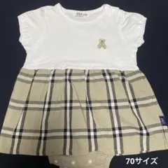 POLO baby チェック柄ロンパース オフホワイト