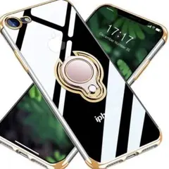 リング一体型 ♪ クリア iPhone スマホリング付き ケース クリア 透