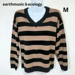 【美品】ストライプ Vネック ニット 長袖 М