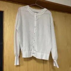 opaque clipのホワイトラメ入りボタンカーディガン