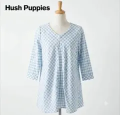 Hush Puppies ギンガムチェック チュニック 七分袖 スカラップ M