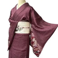 A165愛華 訪問着　辻ヶ花　絞り　赤紫　美品　フォーマル　正絹　身丈163cm