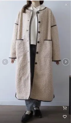 mil パイピングボアコート　モカ