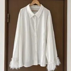 シーイン　ブラウス レギュラーカラー 長袖 3XL 白 ゆったり パーティー