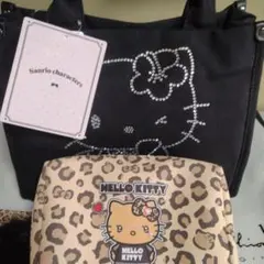 Hello Kitty レオパード柄 ポーチ、キャンパスバッグ2点セット！