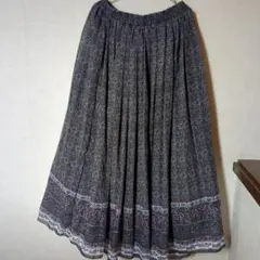 値下げ　SamansaMos2 フラワープリント ロングスカート グレー系