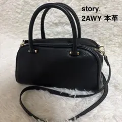 【story. 】本革 2WAY ミニボストンバッグ ブラック ☆未使用級美品☆