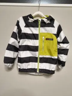 キッズ用フード付きジャケット 白黒ストライプ