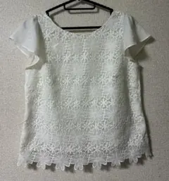 【美品】WILLSELECTION 花柄オフホワイトレースブラウス