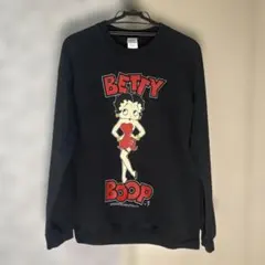 90s ベティ・ブープ スウェット トレーナー 両面プリント 裏起毛 ブラック