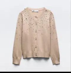 ZARA ビーズラインストーンニットカーディガン Lサイズ