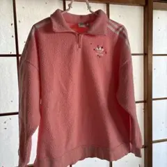 adidas ピンク ハーフジップ フリーストレーナー