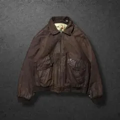 レザーA2ジャケットドリズラーブラウンLゆったり目地図ヴィンテージ短丈y2k