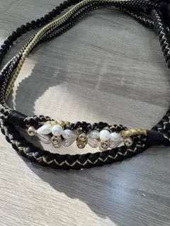 ⌘振袖用 正絹 帯締め 帯留めパールビーズ 飾り付⌘