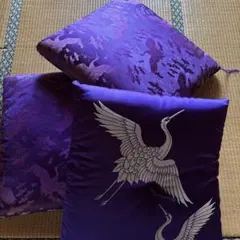座布団 2枚セット 紫 赤 和柄 高級 婚礼 刺繍 祝座布団2枚組 夫婦 長寿