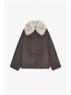 ZARA ZWコレクション フェイクファー襟ウールコート