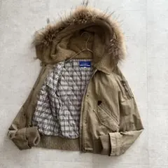 バーバリーブルーレーベル　ミリタリージャケット ノバチェック　カーキ系　38