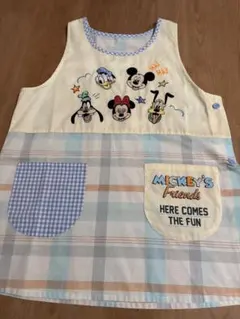 ミッキーマウス エプロン チェック柄