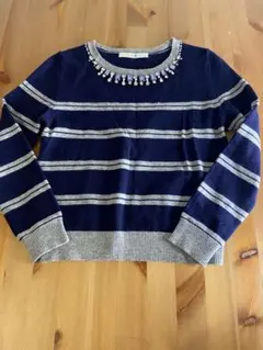 ef-de ボーダーニットビジューつき　Mサイズ