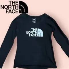 ノースフェイス ロンT レディース S 黒 ビッグロゴ クルーネック