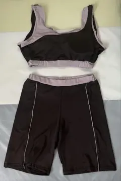 レディース体型カバー水着セット ブラック/グレー