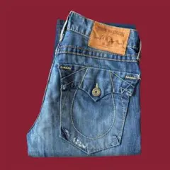 トゥルーレリジョン USA製 デニムパンツ 刺繍ポケット 極太ステッチ W30