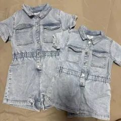 ZARAキッズ デニムパンツ　つなぎ　姉妹コーデ 100 相当 80のサムネイル