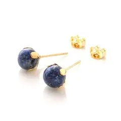 ラピスラズリ　ひと粒ピアス　6ミリ玉　ステンレス　ゴールド　天然石　*1945