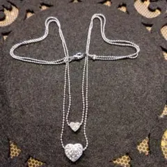 ハート ネックレス ペンダント ２連 シルバー レディース 送料込み