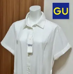 GU ジーユー レディース ロング ワンピース シャツ 半袖 羽織 白 XL