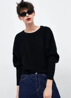 新品☆ZARA ザラ ケーブルニットセーター ブラック