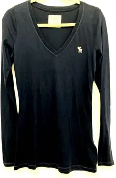 新品Abercrombie & Fitch ネイビー Vネック長袖TシャツM紺