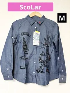 ❤️新品未使用❤️ScoLar スカラー ネコボタン ダンガリーシャツ ブラウスM