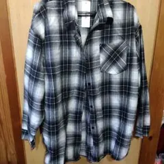 チェック柄 長袖シャツ ブラックホワイト Freeeサイズ