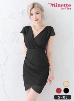 Tika ブラック ラップデザインドレス XL