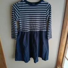 COMME CA ISMストライプ長袖ワンピース 130cm