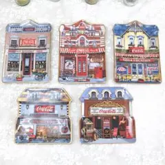 【美品】コカコーラ陶器の絵皿５枚セット フランクリンミント