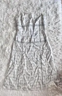 キャミワンピース レース 花柄 夏 チェック 古着